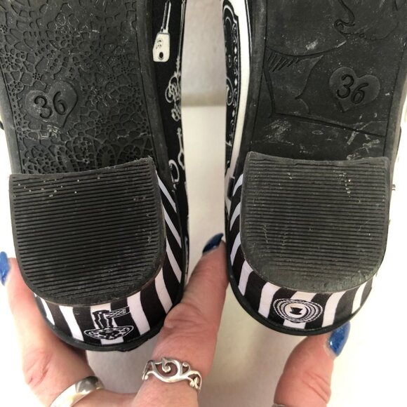 Chocolaticas Lock & Key Black & White Mary Jane Mid Heeled Shoes Size 36 (5.5) - Picture 10 of 16